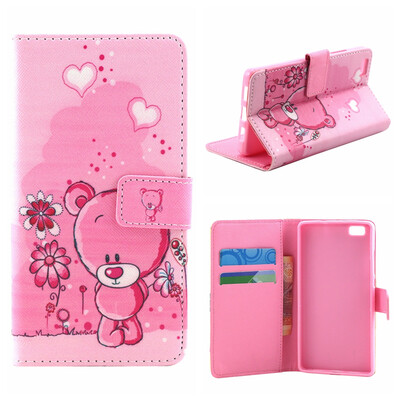 

MOONCASE Cute Pattern держателя Кожаный бумажник флип карты с Kickstand Чехол для Huawei Ascend P8 lite