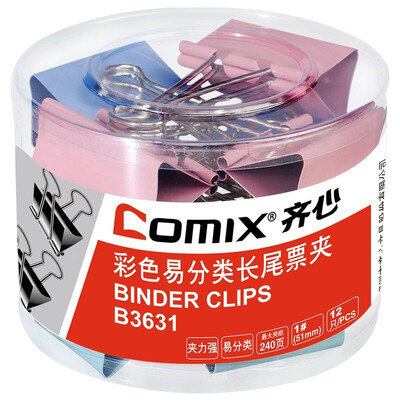 

COMIX) 12 loaded 50mm color long tail clip / ticket folder / swallows clip / iron clip office stationery B3631