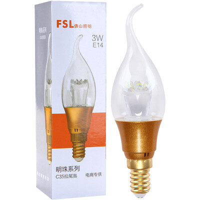 

Foshan lighting FSL LED wax tail bubble energy-saving lamps E14 small screw mouth pull tail foam day color 6500K 3W Pearl gold