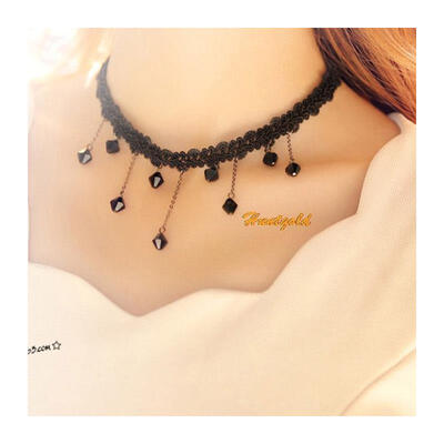 

Short Knit Hook Flower Necklace Turque Decor Fashion Water-drop Design Pendants