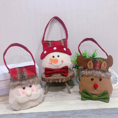 

3pcsset Christmas Handheld Candy Bags Santa Reindeer Snowman Toy Gift Bags Xmas Decorations Ornaments