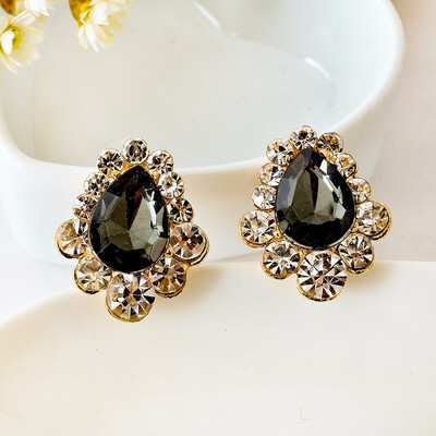 

Fashion brand alloy golden statement Austria drop crystal ear clip rhinestone lovely elegant earrings jewelry