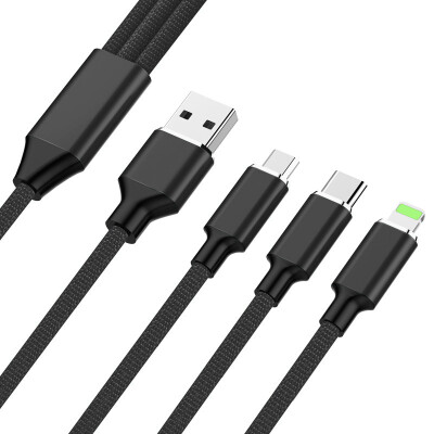 

Duo Chi Apple Type-C Android three-in-one fast charge mobile phone charging line iPhone8 X Huawei Samsung millet car multi-function data line 12 m Knight Black