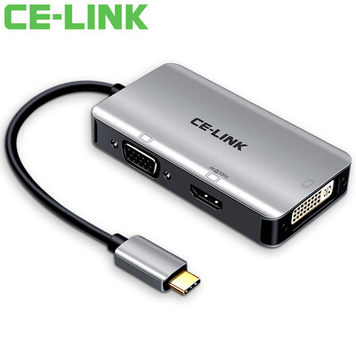 

CE-LINK Type-C to HDMIVGADVI Adapter 4K Converter MacBook Accessories Extended Gray 01 Meter 4544