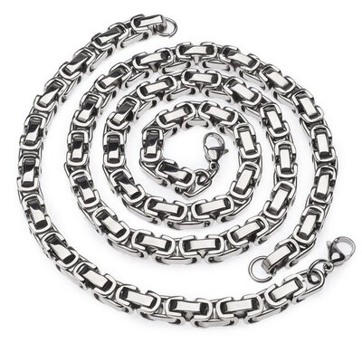 

Hpolw Jewelry Mens Byzantine Chain Bracelet&Necklace Setsstainless Steel