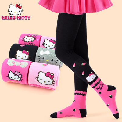 

HelloKitty childrens pantyhose girls leggings cotton cute baby socks spring&autumn girls dance socks KT8015 rose black 100