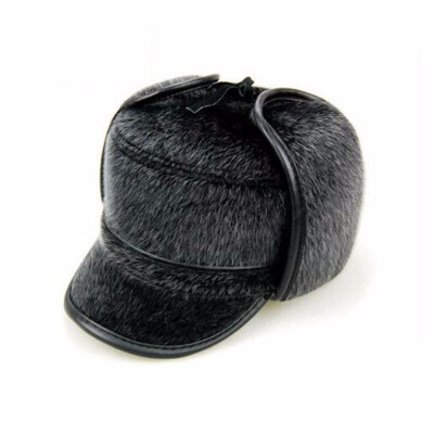 

New Arrival Leather Baseball Cap for Men Winter Wear Hat for Male Earmuffs Hat with Ear Flap Russian Cap New Year Gift B-7221