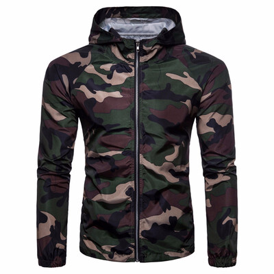 

Mens camouflage hooded tops sunproof casual jacket