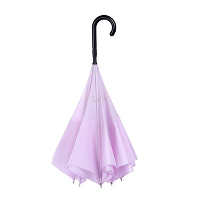 

Obolts semi-automatic double-layer reverse umbrella hands-free super large mens long handle straight rod car light purple