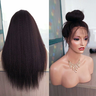 

9A Lace Front Human Hair Wigs Kinky Straight Brazilian Virgin Hair Wigs with Baby Hair Pre Plucked 130 Density wigs for Women