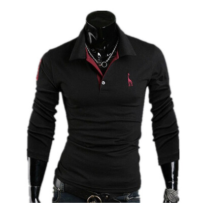 

Zogaa New Korean Men's POLO Shirt Embroidery Slim Long Sleeve