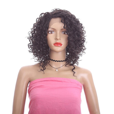 

Yyong Hair 14 Inch Lace Wigs Kinky Curly Synthetic Wigs For Women Short Wigs 2 Color Heat Resisitant Hair Lace Wigs