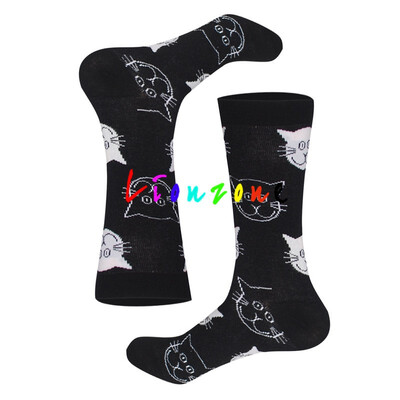 

LIONZONE Women Happy Socks Unisex Colored Cats Robots Stationery Brand Designer Cotton Warm Casual Socks Funny Gift For Lovers