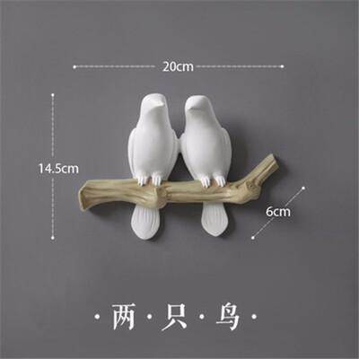 

European pastoral resin birds decoration frame crafts stereo birds hook porch door wall decorations coat hook key holder