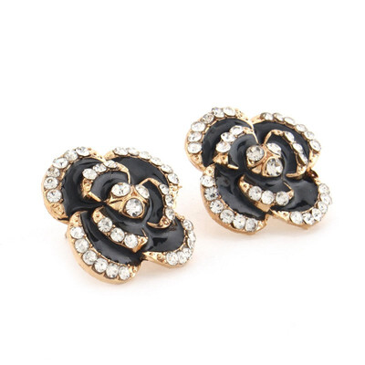 

Stud Popular 1 Pair Fashion Jewelry Flowers Drip Earrings Roseblack Gold Ladies