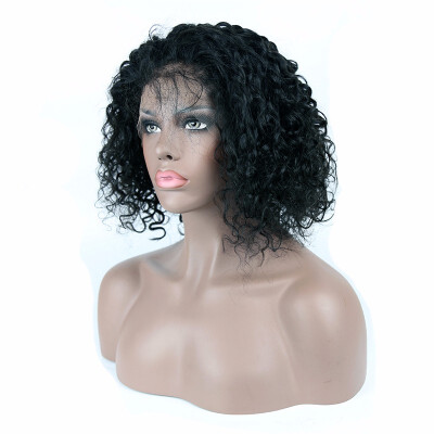 

9A Short Curly Lace Front Human Hair Wigs for Women Pre-Plucked Brazilian Virgin Hair Wigs with Baby Hair 130 Density-Glueless