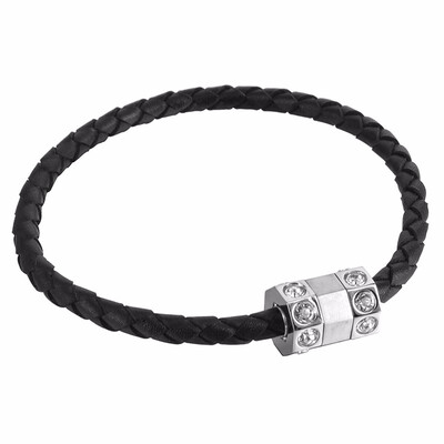 

Black Braided Leather Rope Bracelet Magnetic Stone Beads Charm 83