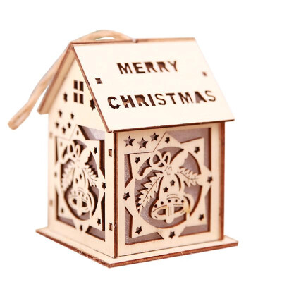 

Christmas Decorative LED Light Wooden House Luminous Cute Christmas Tree Hanging Ornaments Xmas Festival Holiday Decorations Gifts