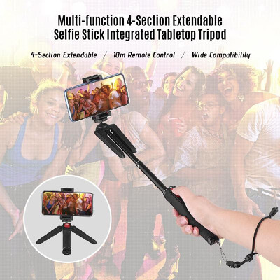 

4-Section Extendable Selfie Stick Integrated Tabletop Tripod with Phone Remote Control for iPhone Samsung 5cm-10cm Width Smartphon