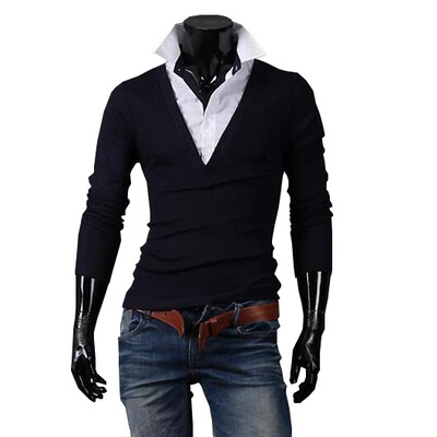 

Zogaa Men's T-Shirt False Two Piece Fashion All-matching Korean