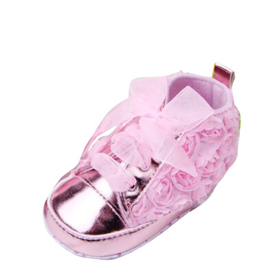 

Rose Flower Baby Girls Lace Soft Crib Shoes Infant Toddler Prewalker Sneakers
