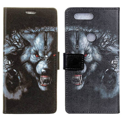 

MOONCASE Oppo F9 F9 Pro Painted Leather Case - Black Wolf