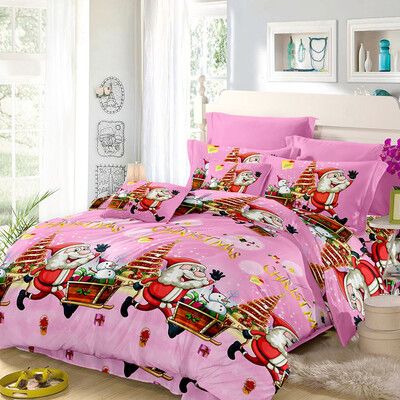 

Christmas Santa Bedding Set Polyester 3D Printed Duvet Cover 2pcs Pillowcases Bed Sheet Set Christmas Bedroom Decorations