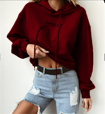 

Autumn&winter long letter printed Hooded Sweater