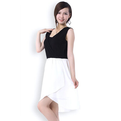 

Women's Plus New Fashion Irregular Sleeveless V-neck Splicing Casual Loose Maternity Dress