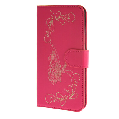 

MOONCASE Butterfly Leather чехол для Wallet Flip Card Slot Stand Back Cover Samsung Galaxy A8 ярко розовый