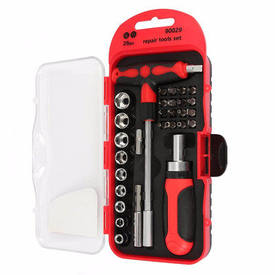 

29pcs Multi-functional Ratchet Screwdriver Handle Socket Bits Emergency Repair Tool carbon steel with strong hardness