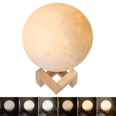 

9cm10cm12cm14cm15cm18cm Diameter PLA USB Rechargeable 3D Printing Moon Light 23-Colors Dimmable Touch Sensor Control Luna Ni