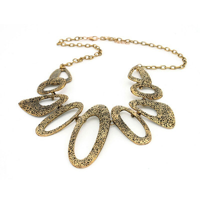 

New Women Enamel Irregular Geometric Bubble Bib Party Statement Copper Necklace BRONZE