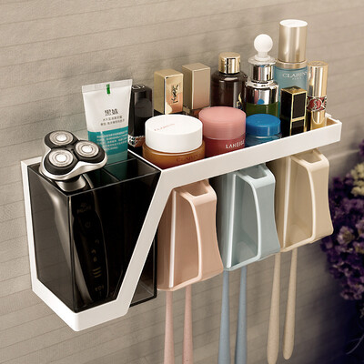 

ShuangQing ShuangQing bathroom rack suction cup storage rack no trace stickers toothbrush holder set SQ-5166