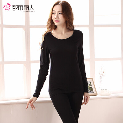 

Cosmo Lady thermal underwear womens suit classic round neck Slim solid color seamless ladies autumn clothes long pants