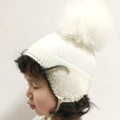 

Baby Girl Toddler Kid Crochet Earflap Beanie Winter Newborn Soft Hat US Stock