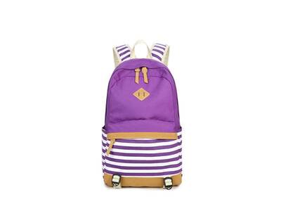 

Canvas backpack female fashion Korean print handbag 2018 new middle school student bag striped canvas backpack