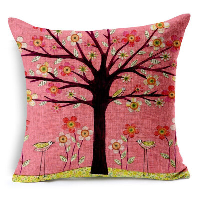 

2018 Natural Style Fashion New Cushion Tree Print pillow Bed Sofa Home Decorative Pillow Fundas Para Almofadas Cojines