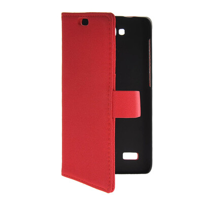 

MOONCASE Slim Leather Side Flip Wallet Card Slot Pouch with Kickstand Shell Back Case Cover for Huawei Honor Holly Red
