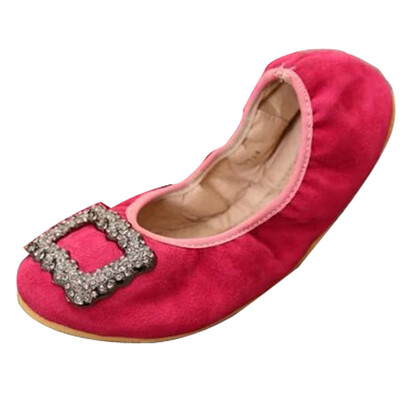 

Women Ballet Shoes Flats Foldable Sexy Comfort Soft Slip On Square Buckle moccasin