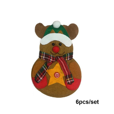 

6pcsset Christmas Party Decorations for Home Dinner Table Cute Cutlery Suit Kitchen Tableware Bag Holder for Folks&Cutters