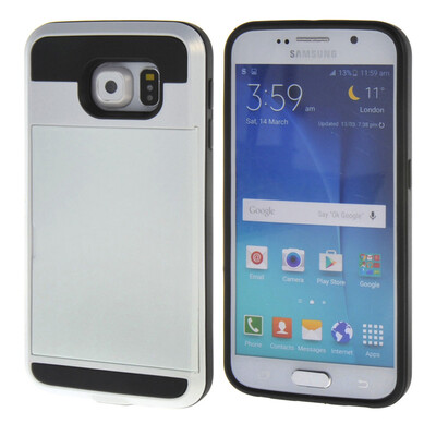 

MOONCASE Case for Samsung Galaxy S6 Soft Silicone Gel TPU Skin With Card Holder Protective Case Cover White
