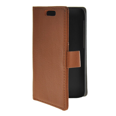 

MOONCASE Slim Leather Side Flip Wallet Card Holder Pouch with Kickstand Shell Back Case Cover for HTC Desire 310 Brown