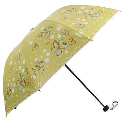 

[Jingdong Supermarket] Paradise umbrella black rubber three fold arched sunny umbrella fashion lady umbrella 30081 yellow green