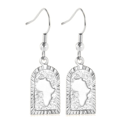 

African Jewelry Wholesale New 2 Colors Platinum/18K Real Gold Plated Hiphop Jewelry Africa Map Drop Earrings For Women