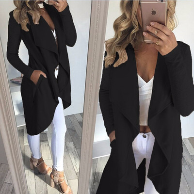 

Autumn Fashion Women Long Sleeve Cardigans Ladies Irregular Solid Color Slim Fit Coats&Jackets Casual Long Outerwear Over Coat