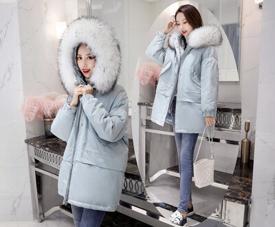 

Snow in autumn&winter down jacket female raccoon big fur collar thick in the long coat