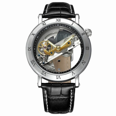 

Luxury Skeleton Automatic Mechanical Men Watch Self-Wind Stainless SteelGenuine Leather Man Business Wristwatch Masculino Relogio