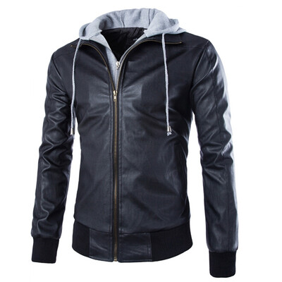 

Zogaa Men's Leather Clothing Fashion Short Slim Washing