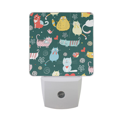 

ALAZA LED Night Light With Smart Dusk To Dawn SensorCats Quorates Orange Plug In Night Light